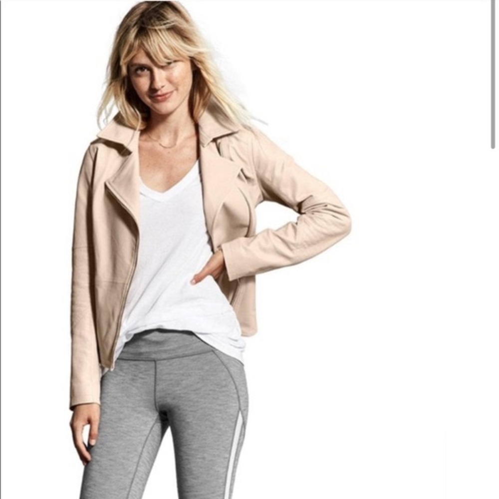 Athleta Salt Flat Leather Jacket,Pale Blush,Sz S-M